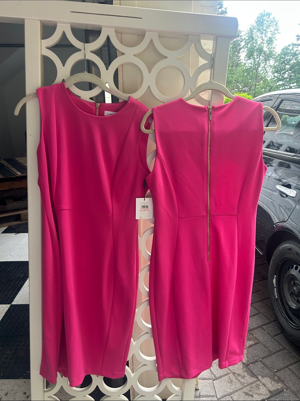 Calvin Klein Hot Pink Sleeveless Sheath Maxi Dress with Back Zip